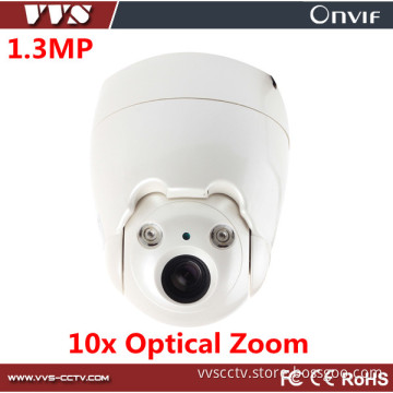 HD 1.3MP 10X Optical Zoom Plastic Mini Indoor IP PTZ Dome Camera